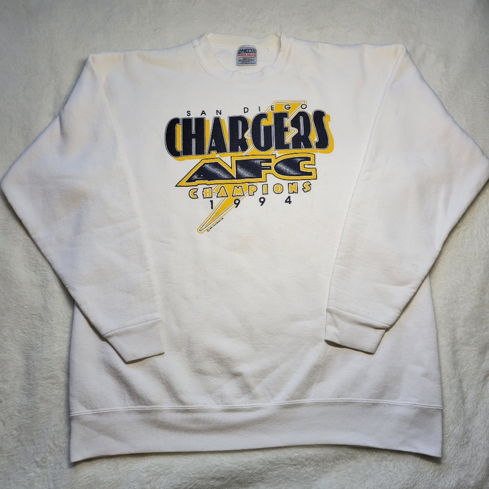 Vintage San Diego Chargers NFL 1994 Super Bowl AFC Champions White Crewneck XL